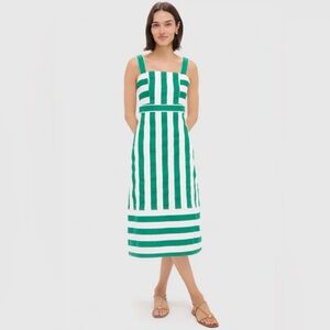 NWT Tuckernuck Green & White Striped Hooper Denim Midi Dress